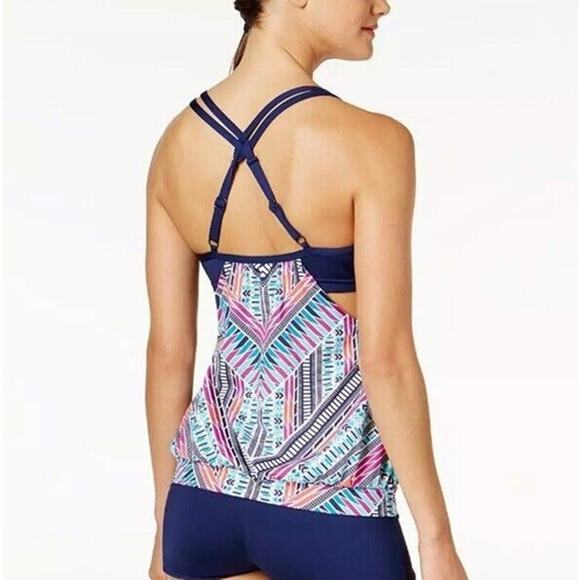 NWT JAG Chevron Print Cross Back Tankini Top Swimsuit Women's S & M Available - Picture 3 of 7